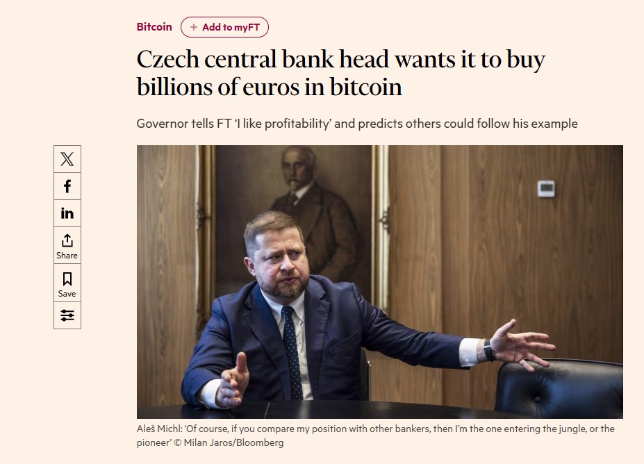 FT headline on Bitcoin/digital currency