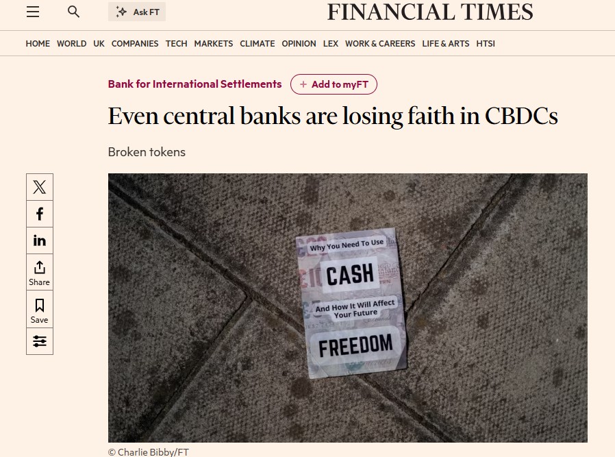FT headline on CBDC